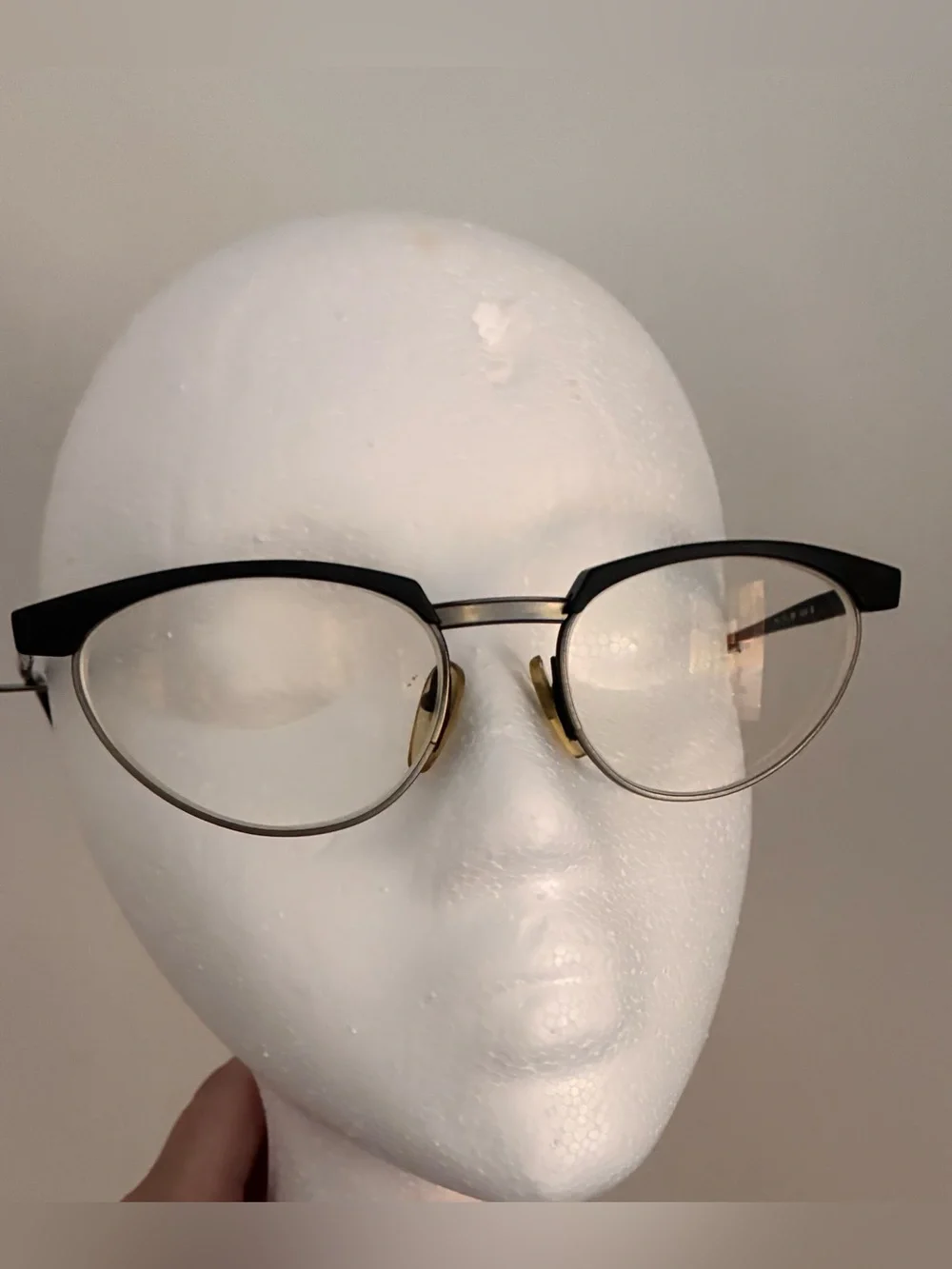 Jean Lafont Paris Cat-Eye Metal & Black Eyeglasses - vintage